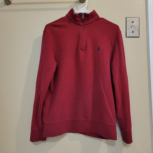 Polo Ralph Lauren Men Red 1/4 Zip Pullover Long Sleeve Sweater size Small - Picture 1 of 7